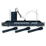 Set 4 microfoane wireless Ibiza VHF4, 3 de mana si 1 casca