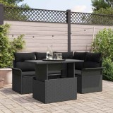 Set de canapele pentru gradina cu perna 5 pcs Negru Rattan poli
