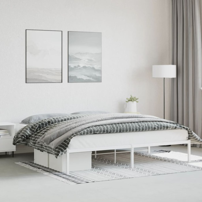 vidaXL Cadru pat metalic, alb, 193x203 cm