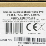 Camera supraveghere video PNI IP808J, POE, 8MP, 2.8mm, pentru exterior, alb