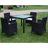Cumpara ieftin Gossi set mobilier de exterior cu perne, 5 piese, negru, poliratan