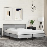 VidaXL Cadru de pat, gri sonoma, 150x200 cm, lemn prelucrat și metal 3280005