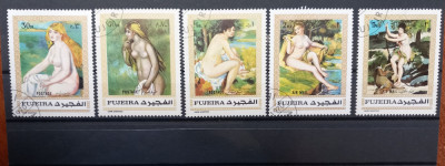 Fujeira, 1970, Pictura Renoir, M648-652, Stampilat, CTO &amp;ndash; FUJ3 foto