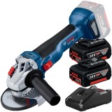 Bosch GWS 18V-10 + GBA + GAL 18V-40 - Polizor unghiular 125 mm + Set 2 acumulatori si incarcator Li-Ion 18 V 5 Ah