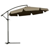 Outsunny Umbrela Suspendată cu Copertină Reglabilă, Bază &icirc;n Cruce, Orificii de Ventilaţie şi Manivelă, 2.7x2.7 m, Cafeniu | Aosom Romania