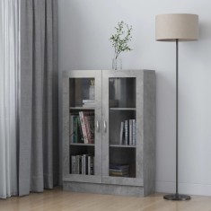 vidaXL Dulap cu vitrină, gri beton, 82,5 x 30,5 x 115 cm, PAL