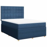Cumpara ieftin Pat box spring cu saltea, albastru, 140x200 cm, textil