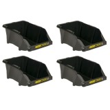 Set 4 cutii organizatoare pentru depozitare unelte, stivuibil, plastic, negru, 15x12x23 cm