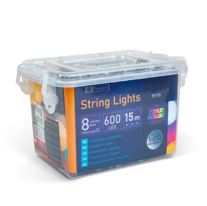 Decor Luminos Crăciun - Șir Lumini LED - 15 m - 600 LED - 220-240 V - 6 W - Cablu Transparent