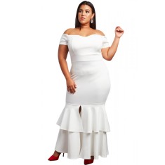 C661P-2 Rochie de seara model plus size cu decolteu bardot