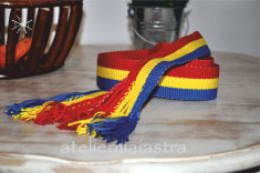 brau tricolor, brau tesut manual, brau tesut la razboi, curea handmade foto