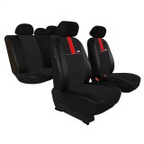 Cumpara ieftin Set Huse Scaune Auto Pok-Ter GT8, Piele Ecologica si Material Textil tip Alcantara, Negru - Rosu, 9 piese