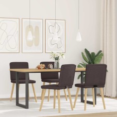 vidaXL Scaune de bucătărie, 4 buc., maro &icirc;nchis, material textil