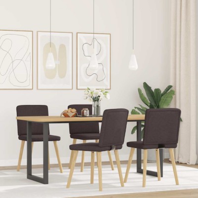 vidaXL Scaune de bucătărie, 4 buc., maro &amp;icirc;nchis, material textil foto