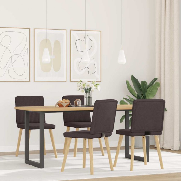 vidaXL Scaune de bucătărie, 4 buc., maro &icirc;nchis, material textil
