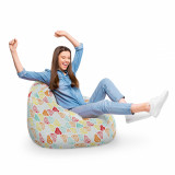 Fotoliu Puf Bean Bag tip Para XL alb cu pere multicolore