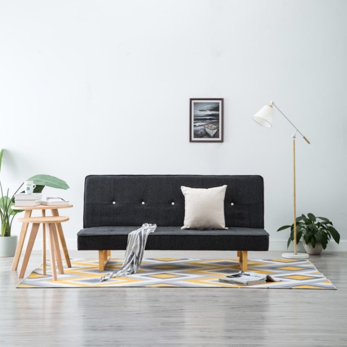 vidaXL Canapea extensibilă, gri &icirc;nchis, material textil
