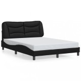 VidaXL Cadru de pat cu tăblie, negru, 140x200 cm, piele ecologică