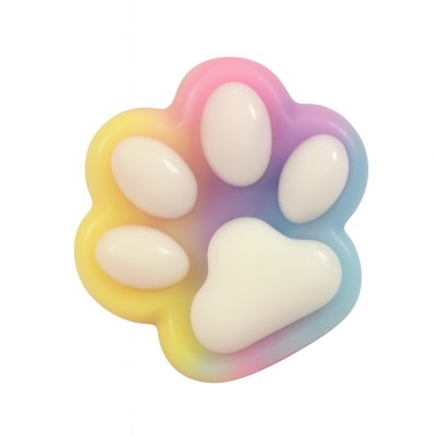 Jucarie antistres squishy, flippy, cu revenire lenta, labuta de pisica pufoasa, 8.5 x 7.5 cm, ambalaj transparent, multicolor alb foto