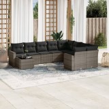 Gossi set mobilier de gradina cu perne, 10 piese, gri, poliratan