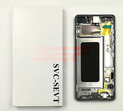 LCD+Touchscreen cu Rama Samsung Galaxy S10+ / S10 Plus / G975F PRISM WHITE foto