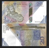POLONIA 20 ZLOTI / ZLOTYCH 2025 , UNC , P- 199a , 1000 Ani de la Incoronarea lui BORESLAUS CHROBREGO , in folder bancar , necirculata