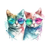 Sticker decorativ Cuplu Pisici , Multicolor, 65 cm, 3456ST