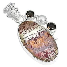 Pandantiv bijuterie din argint 925 cu opal dentritic si perla