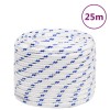 VidaXL Fr&acirc;nghie de barcă, alb, 16 mm, 25 m, polipropilenă