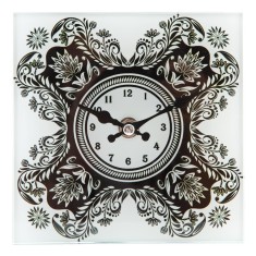 Ceas masa sticla Black White 15x15 cm