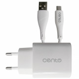 Incarcator retea Centro P213/Lite, 2 x USB, cablu detasabil USB la microUSB, max. 2.4A, alb