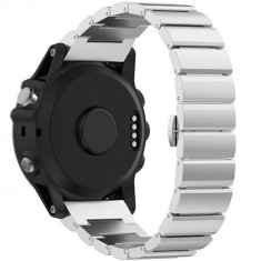 Curea ceas Smartwatch Garmin Fenix 7X / 6X / 5X Plus / 5X / 3 HR / 3, 26 mm Otel inoxidabil iUni Link Bracelet, Argintiu foto