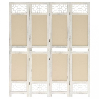 Gossi paravan de camera cu 4 panouri, crem, 140x165 cm, textil foto