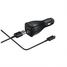Incarcator auto Samsung EP-LN920U Fast Charge 2A, 2 x USB, cu cablu Micro USB inclus bulk, Negru foto