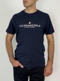 U.S. Grand POLO Tricou barbati cu imprimeu text, Regular fit, Bleumarin inchis, M