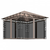 Cumpara ieftin Pavilion cu plasa anti-tantari&amp;lumini LED,gri taupe, 3x3x2,73 m