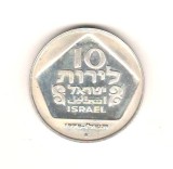 SV * ISRAEL 10 LIROT 1975 ARGINT .500 * HANUKKAH * LAMPA OLANDA +/- UNC, Asia