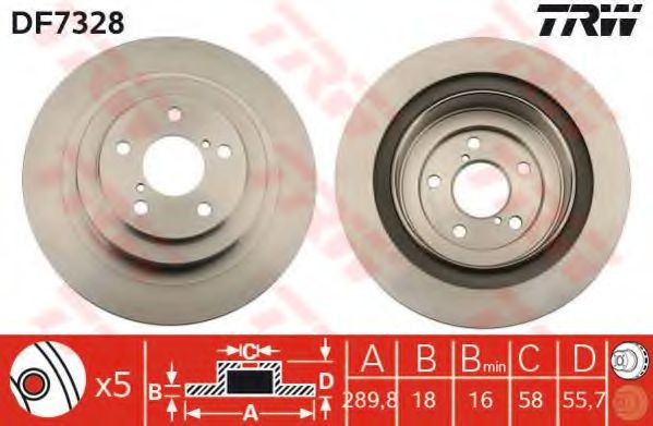 Disc frana SUBARU IMPREZA Hatchback (2000 - 2007) TRW DF7328