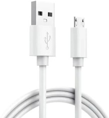 Cablu de Date și &Icirc;ncărcare Rapidă 2A Micro USB Alb - Bulk