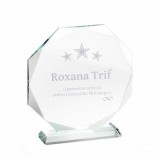 Trofeu sticla 12 laturi 15x15 cm