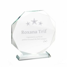 Trofeu sticla 12 laturi 15x15 cm