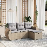 vidaXL Set canapele de grădină, 4 piese, cu perne, mix bej, poliratan 3264065