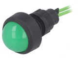 Lampă LED verde 230V &Oslash;13mm IP20 plastic