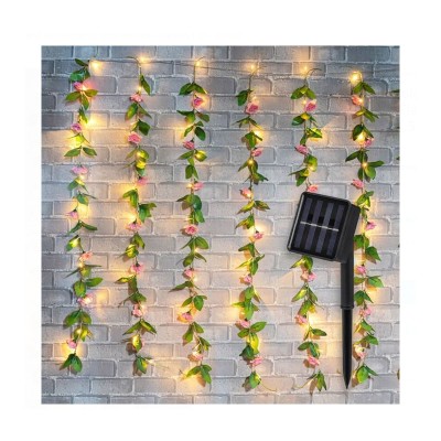 Ghirlanda Solara Perdea cu Flori si 77 de Becuri LED Flash, 1.5 m - Alb Cald foto