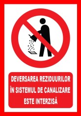 Placuta denivelarea reziduurilor in sistemul de canalizare este interzisa foto
