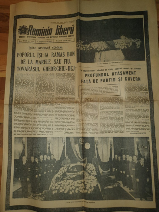 romania libera 22 martie 1965- moartea lui gheorghe gheorghiu dej