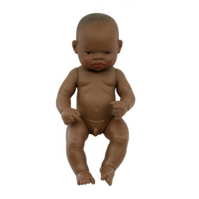 Papusa bebelus african fetita Miniland, 32 cm foto