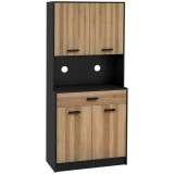 HOMCOM Bufet de bucătărie Dulap de depozitare, 2 dulapuri 4 uși 1 sertar, pasaje pentru cabluri 80L x 40P x 180H cm | Aosom Romania