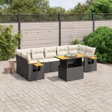 VidaXL Set mobilier de grădină cu perne, 8 piese, negru, poliratan