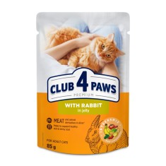 Club 4 Paws, Hrana umeda pisici, Iepure in jeleu, set 24x85g